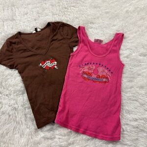 Hard Tail Michael stars Pink Tank and Brown Tee Set